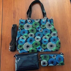 NWOT BAG WITH COORDINATING ACCESSORY POUCHES